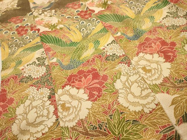 平和屋着物■訪問着　孔雀花文　金彩　正絹　逸品　AABJ7996sx
