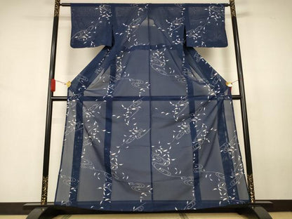 平和屋着物＊夏物 小紋 絽 舞葉文 洗える着物 AABJ8001jd
