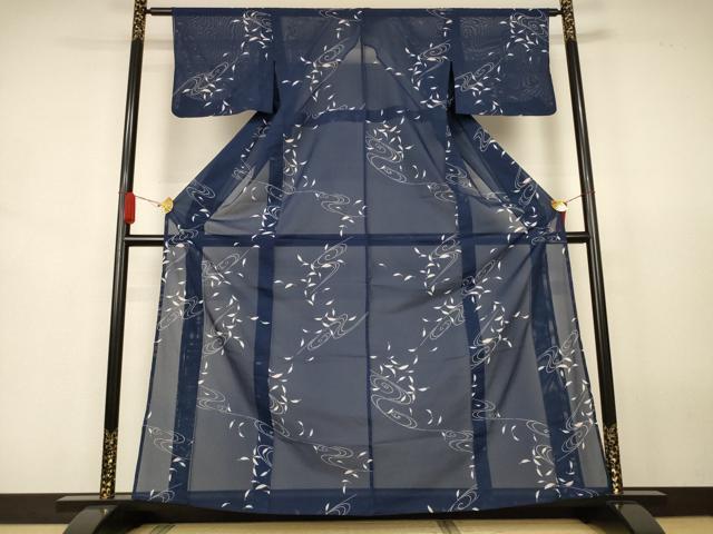 平和屋着物＊夏物 小紋 絽 舞葉文 洗える着物 AABJ8001jd