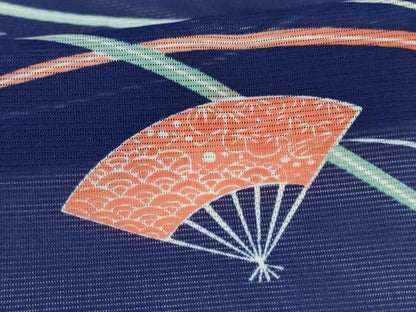 平和屋着物＊夏物 小紋 絽 扇面花文 洗える着物 AABJ8002jd