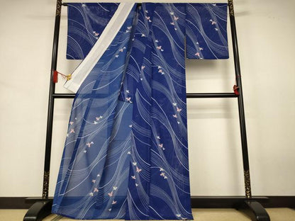 平和屋着物＊夏物 小紋 絽 舞蝶文 洗える着物 AABJ8003jd