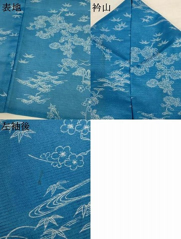 平和屋着物＊夏物　小紋　絽　風景文　洗える着物　AABJ8010jd