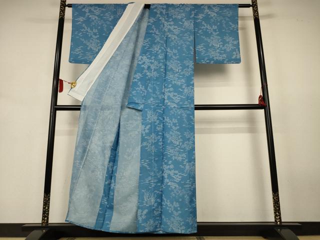 平和屋着物＊夏物　小紋　絽　風景文　洗える着物　AABJ8010jd