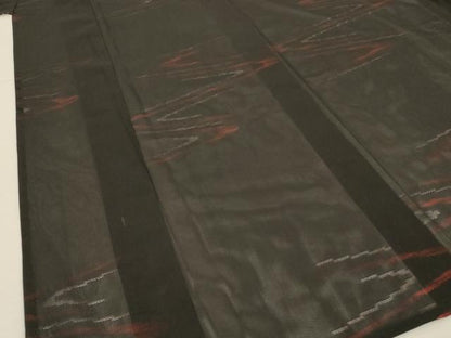 平和屋着物＊夏物　小紋　流水紋紗　黒地　正絹　逸品　AABJ8018jd