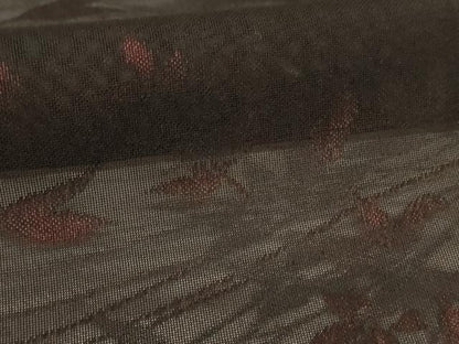 平和屋着物＊夏物　小紋　紗　枝葉文　黒地　正絹　逸品　AABJ8023jd
