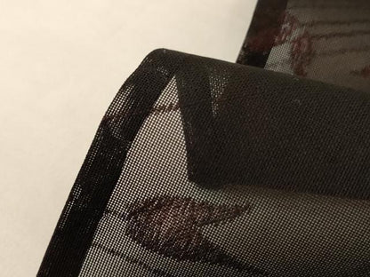 平和屋着物＊夏物　小紋　紗　枝葉文　黒地　正絹　逸品　AABJ8023jd