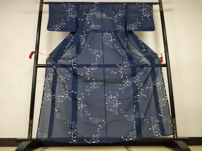 平和屋着物＊夏物 小紋 絽 舞葉文 洗える着物 AABJ8028jd