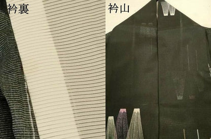 平和屋着物＊夏物 小紋 絽 番傘 黒地 洗える着物 AABJ8030jd