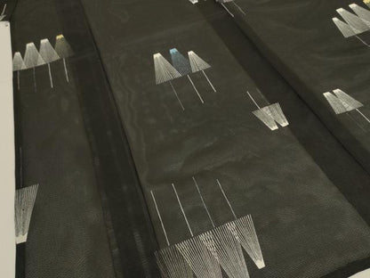 平和屋着物＊夏物 小紋 絽 番傘 黒地 洗える着物 AABJ8030jd