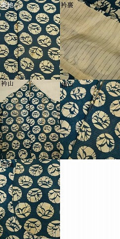 平和屋着物＊夏物 小紋 絽 型染め 枝葉丸文 正絹 逸品 AABJ8033jd