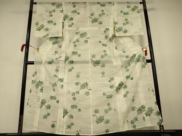 平和屋着物＊夏物 小紋 絽 芝葉文 洗える着物 AABJ8035jd