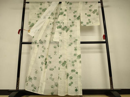 平和屋着物＊夏物 小紋 絽 芝葉文 洗える着物 AABJ8035jd