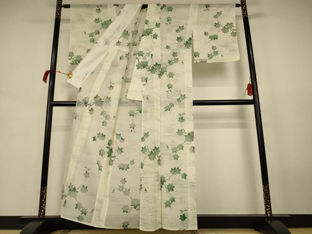 平和屋着物＊夏物 小紋 絽 芝葉文 洗える着物 AABJ8035jd