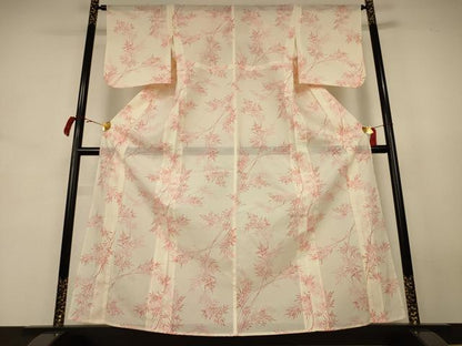 平和屋着物＊夏物 小紋 絽 枝葉文 洗える着物 AABJ8036jd