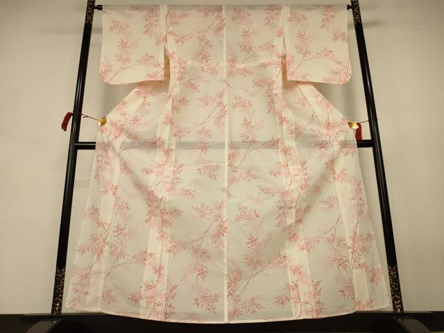 平和屋着物＊夏物 小紋 絽 枝葉文 洗える着物 AABJ8036jd