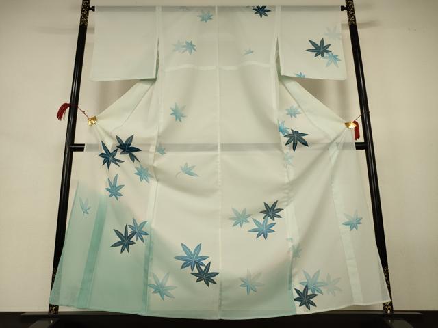 平和屋着物＊夏物 訪問着 絽 楓文 暈し染め 洗える着物 AABJ8038jd
