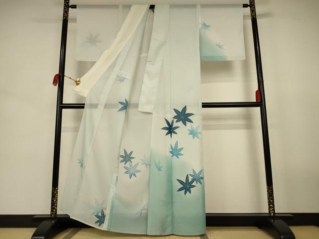 平和屋着物＊夏物 訪問着 絽 楓文 暈し染め 洗える着物 AABJ8038jd