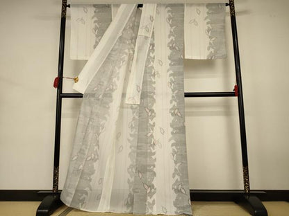 平和屋着物＊夏物 小紋 絽 舞葉間道 洗える着物 AABJ8039jd