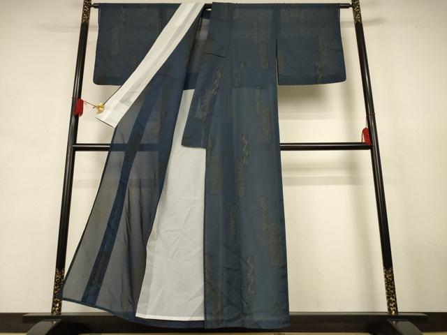 平和屋着物＊夏物　小紋　紗　短冊洋花文　洗える着物　AABJ8045jd