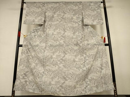 平和屋着物＊夏物　小紋　絽　流水草花文　洗える着物　AABJ8049jd