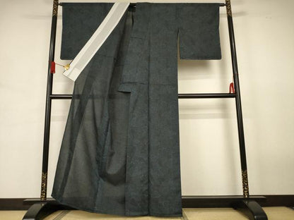 平和屋着物＊夏物　小紋　紗　草花文　洗える着物　AABJ8052jd