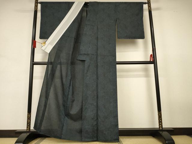 平和屋着物＊夏物　小紋　紗　草花文　洗える着物　AABJ8052jd