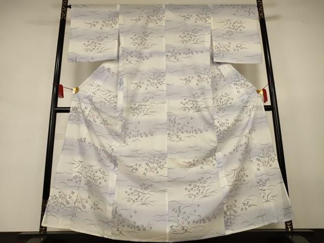 平和屋着物＊夏物　小紋　絽　横段萩文　暈し染め　洗える着物　AABJ8053jd