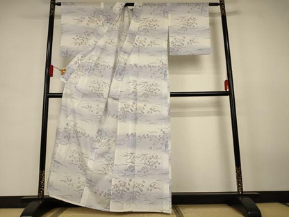 平和屋着物＊夏物　小紋　絽　横段萩文　暈し染め　洗える着物　AABJ8053jd