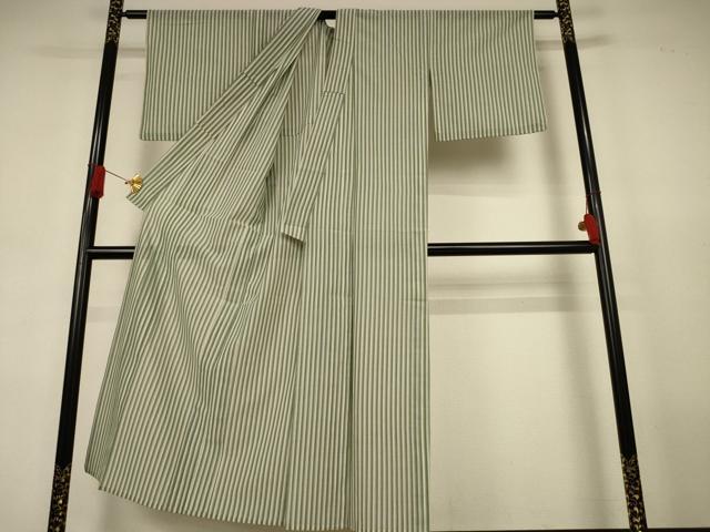 平和屋着物＊夏物　小紋　紗　縞　洗える着物　AABJ8054jd
