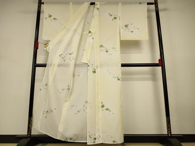 平和屋着物＊夏物　小紋　絽　枝葉文　暈し染め　洗える着物　AABJ8055jd
