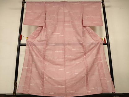平和屋着物＊夏物　小紋　絽　幾何学文様　洗える着物　AABJ8056jd