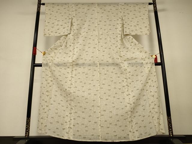 平和屋着物＊夏物　小紋　紗　笹竹文　洗える着物　AABJ8058jd