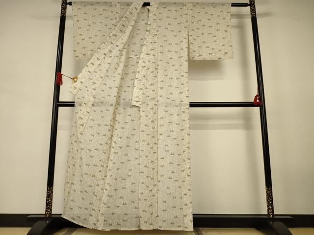 平和屋着物＊夏物　小紋　紗　笹竹文　洗える着物　AABJ8058jd