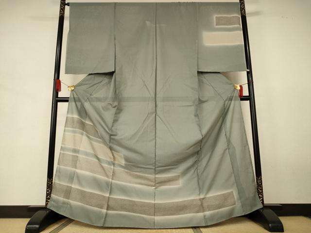 平和屋着物＊夏物　訪問着　紗　鹿の子横段文　仮絵羽　正絹　逸品　未使用　AABJ8059jd