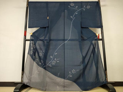 平和屋着物＊夏物　訪問着　紗紬　絞り　枝花文　仮絵羽　正絹　逸品　未使用　AABJ8061jd