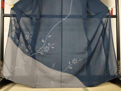 平和屋着物＊夏物　訪問着　紗紬　絞り　枝花文　仮絵羽　正絹　逸品　未使用　AABJ8061jd