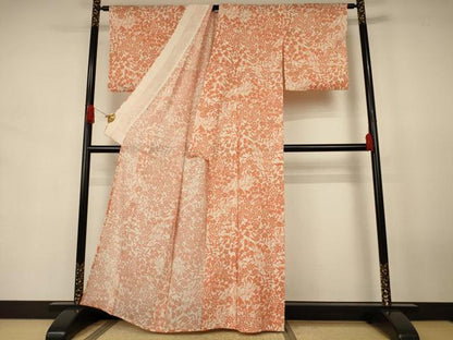 平和屋着物＊夏物　小紋　絽　型染め　草花文　ゑり善扱い　正絹　逸品　AABJ8062jd