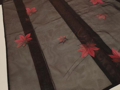 平和屋着物＊夏物　小紋　紗　楓文　正絹　逸品　未使用　AABJ8063jd