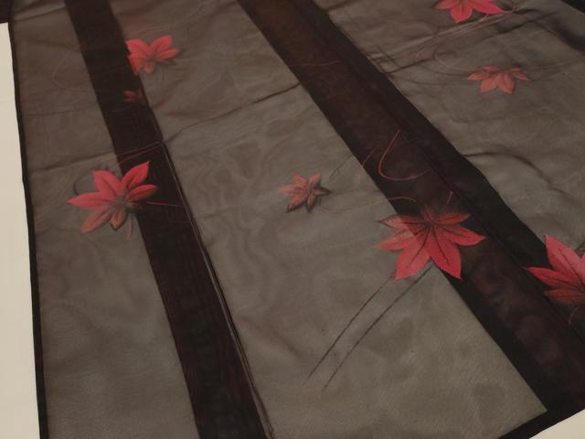 平和屋着物＊夏物　小紋　紗　楓文　正絹　逸品　未使用　AABJ8063jd