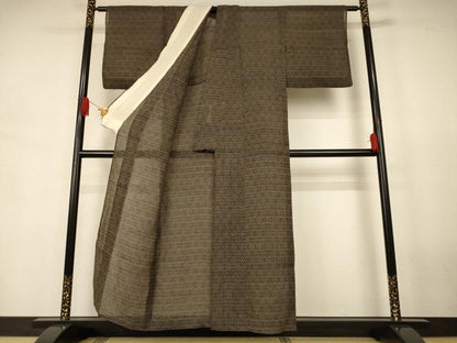 平和屋着物＊夏物　石川県指定無形文化財　能登上布　本麻手織上布　菱文　麻　逸品　AABJ8065jd
