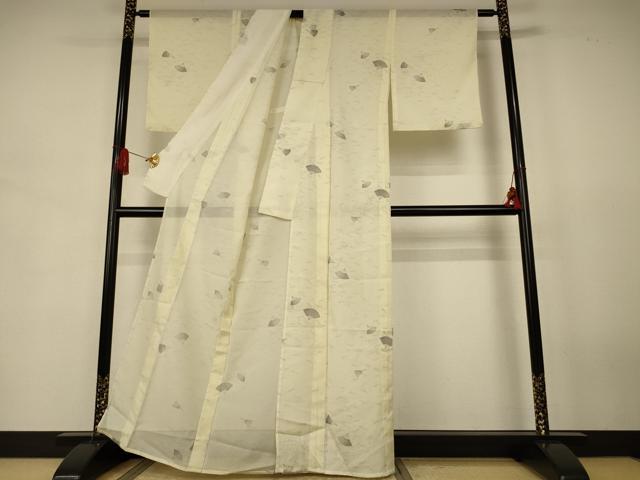 平和屋着物＊夏物　小紋　絽　扇子　洗える着物　AABJ8067jd