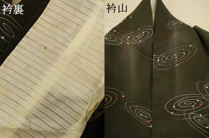 平和屋着物＊夏物　小紋　絽　勝虫　黒地　正絹　逸品　AABJ8068jd