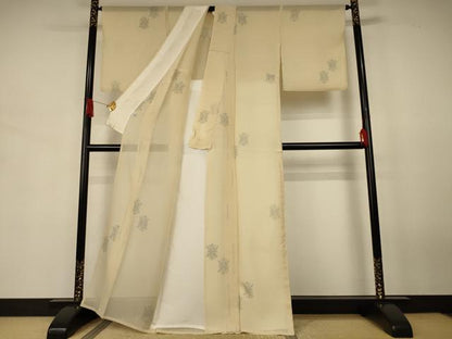 平和屋着物＊夏物　紗紬　幾何学文様　正絹　逸品　AABJ8069jd