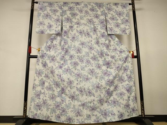 平和屋着物＊夏物　小紋　絽　草花文　洗える着物　AABJ8071jd