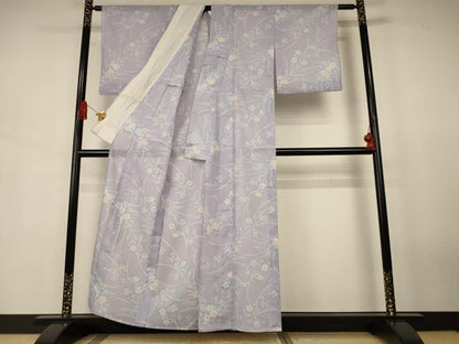 平和屋着物＊夏物　小紋　絽　草花文　洗える着物　AABJ8076jd
