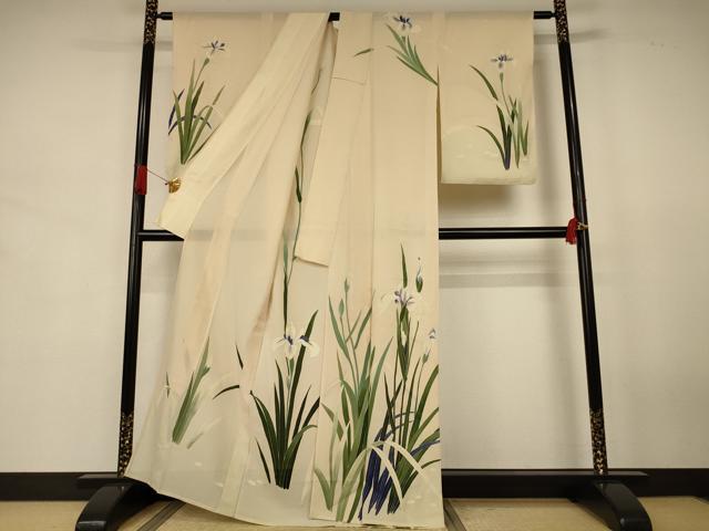 平和屋着物＊夏物　訪問着　絽　草花文　銀彩　正絹　逸品　AABJ8079jd