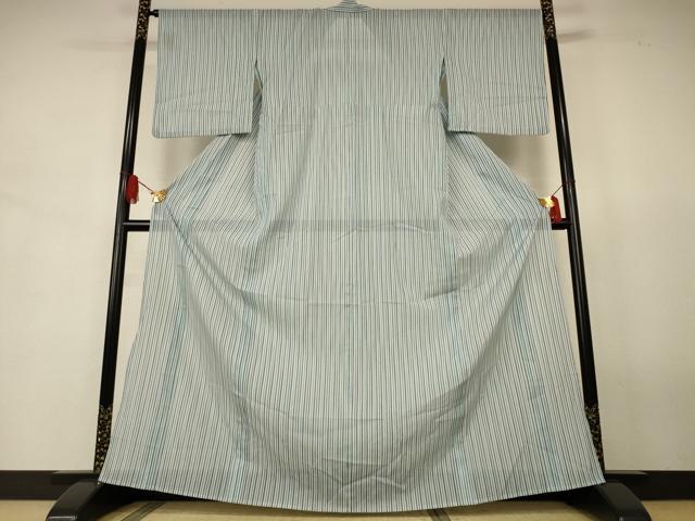 平和屋着物＊夏物　小紋　絽　縞　洗える着物　AABJ8081jd