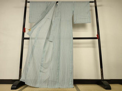 平和屋着物＊夏物　小紋　絽　縞　洗える着物　AABJ8081jd