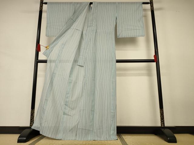 平和屋着物＊夏物　小紋　絽　縞　洗える着物　AABJ8081jd