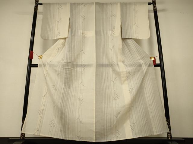 平和屋着物＊夏物　紗紬　枝葉間道　正絹　逸品　AABJ8083jd